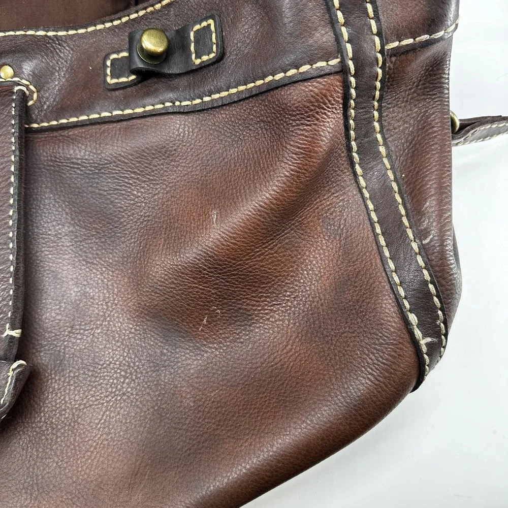 JEAN SHOP Leather Satchel Bag Distressed Large Messenger Tote New York